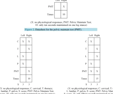 Figure 2. Datasheet for the pelvic maintain test (PMT). 