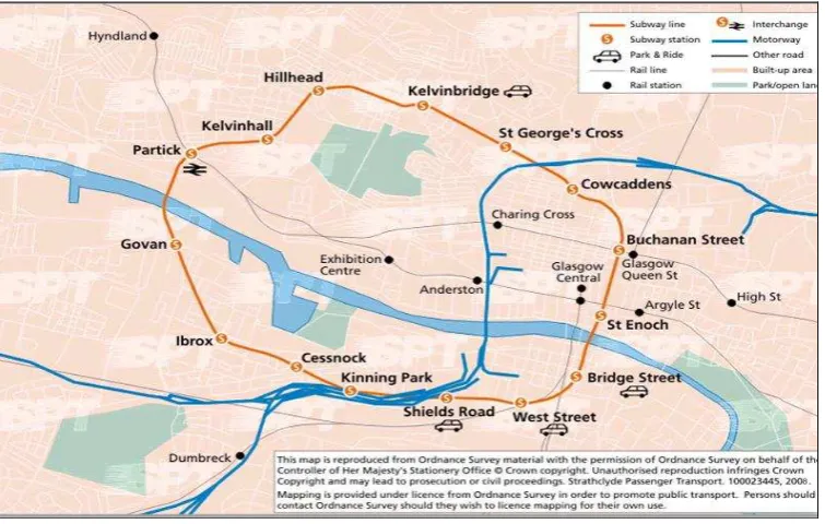 Figure 6:  The Glasgow Subway System (Source: SPT) 