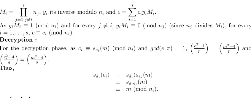 Figure 1.Letmodulo n = pq be an RSA integer, a be an integer such that X2 −aX +1 is a primitive polynomial p and modulo q too.