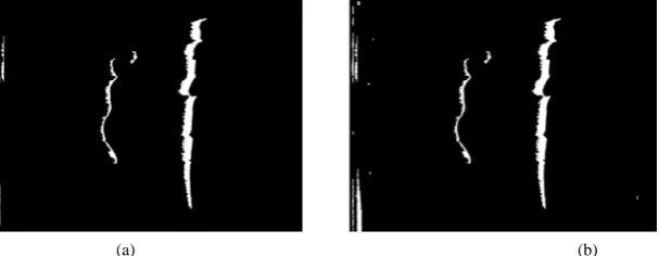 Figure 5. Image results for edge-3D warping trace matching process. (a) Edge-3D warping trace matching; (b) Additional hole-filled region recovery