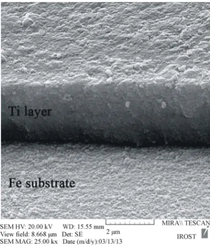 Figure 1. FESEM micrograph of titanium layer deposited on steel.                                          