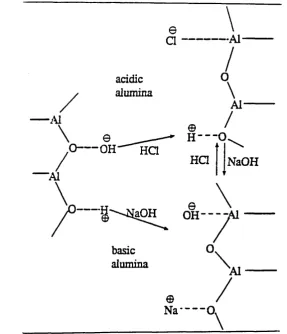 Figure 3.15 Surface behaviour of alumina in basic and acidic media.