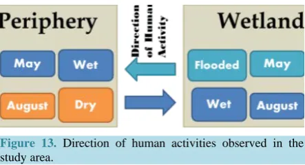 Figure 13. Direction of human activities observed in the study area. 