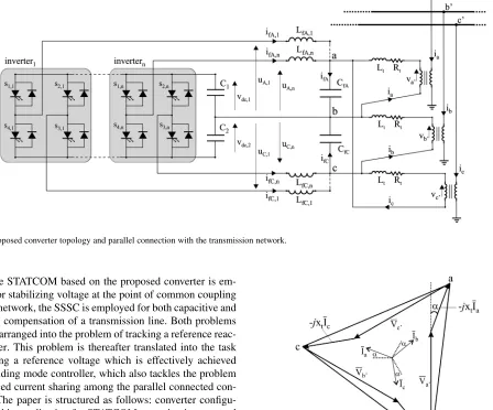 Fig. 1. Proposed converter topology and parallel connection with the transmission network.