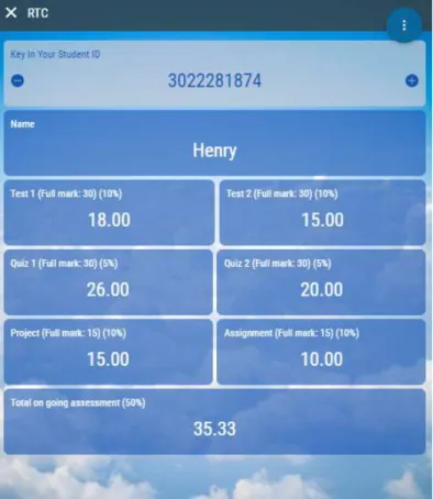 Figure 3: The Screenshot of the Proposed RTC Mobile App to Display Assessment Result 
