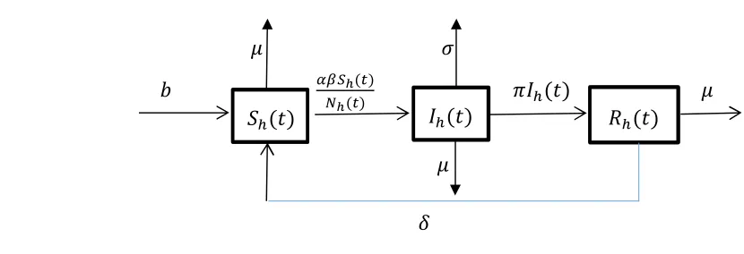Figure 1. Flow-chart of the transfusion–transmitted malaria model showing movements amongst 