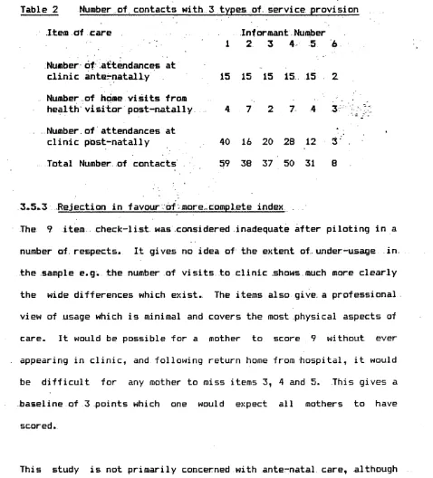 Table 2 Number of contacts w ith  3 types of. se rv ic e  p ro v is io n