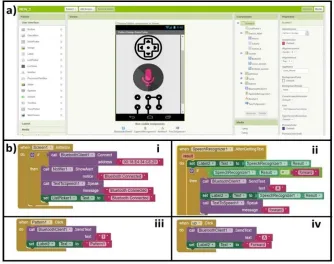 Figure 4. Design view and Blocks editor of Android Application for pattern design grass 