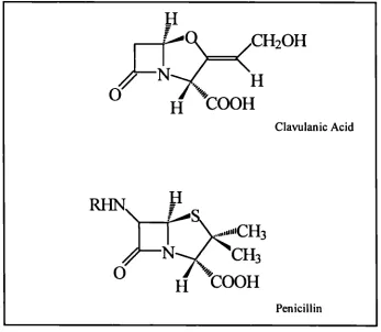 Figure 2.1. Clavulanic acid molecule and a general penicillin structure.