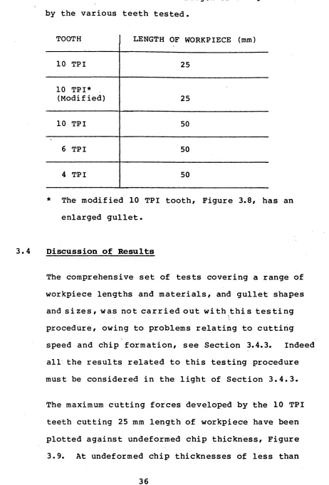 Table 3.1 below, shows the length of workpieces cut 