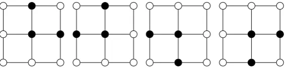 Figure 1. Computational stencil for[frame 3]; (2.1) and (2.4) [frame 1]; (2.2) [frame 2]; (2.3) and (2.6) (2.5) [frame 4]