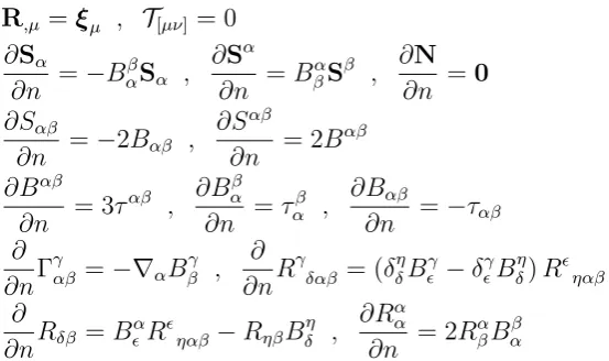 Table of Normal Derivatives of Static Objects