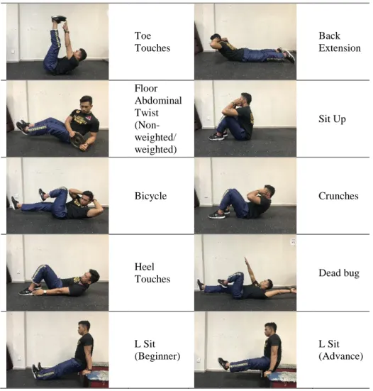 Figure 1: Core strengthening exercises. 