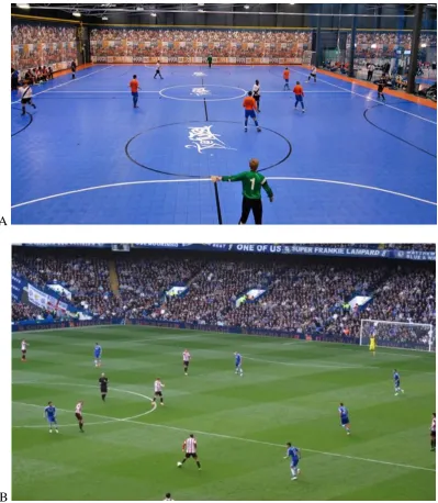 Figure 2.1 Futsal (A) and soccer (B). 