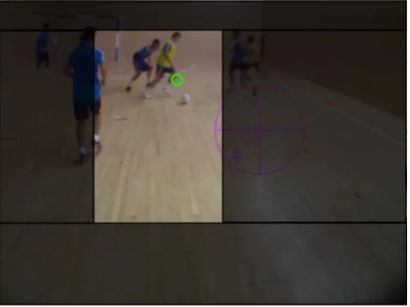 Figure 4.2 Gaze window superimposed to the footage from the eye tracker with the point of 