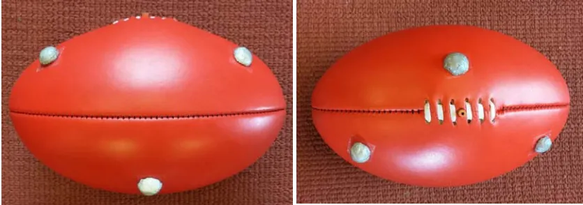 Figure 3.2. Half dome reflective markers placed on the balls.