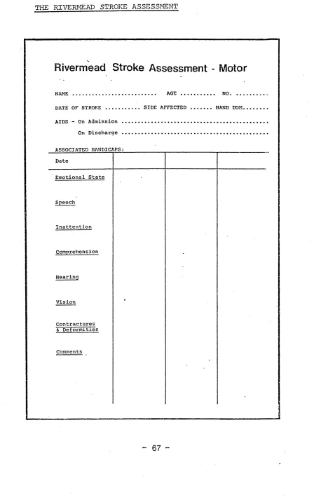 FIGURE 7THE RIVERMEAD STROKE ASSESSMENT