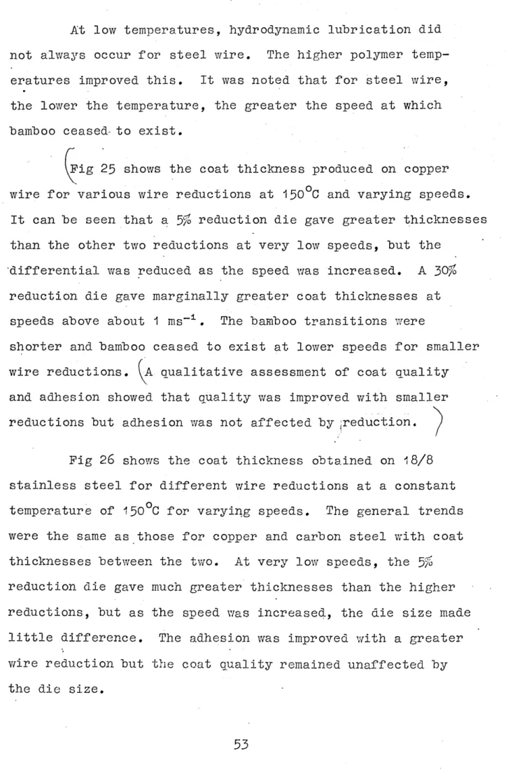 Fig 26  shows  the  coat thickness  obtained on  i8/8  stainless  steel for different wire reductions  at  a constant