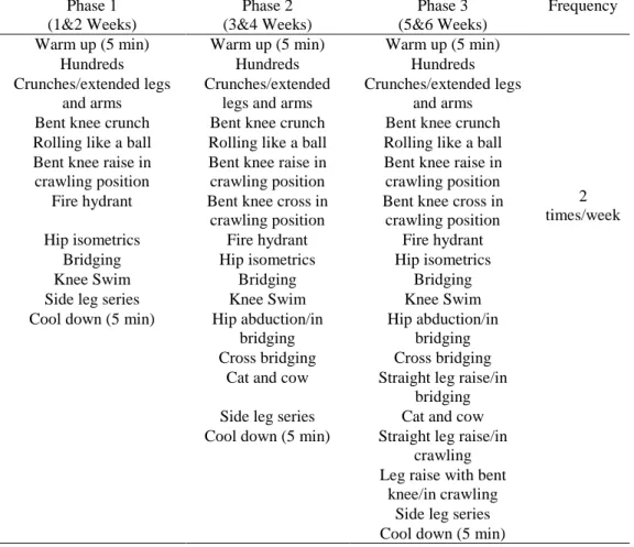 Table 1: Pilates Mat Exercise Protocol 