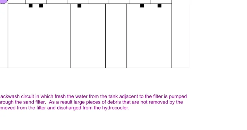 Figure 3.1g.  The backwash circuit in which fresh the water from the tank adjacent to the filter is pumped 