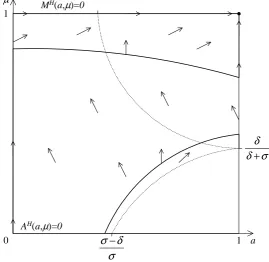 Figure 3: Phase plane diagram when all rationals play H.
