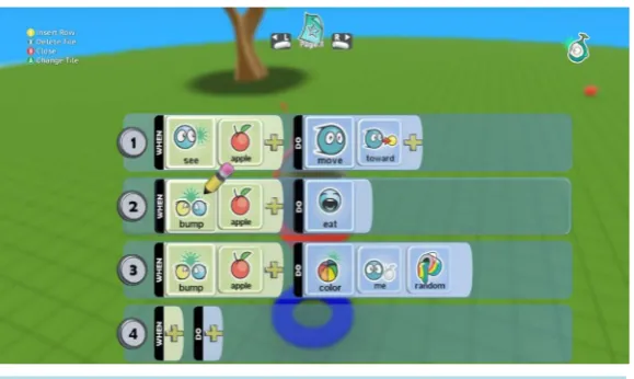 Figure 12. Programming interface in Kodu.                              