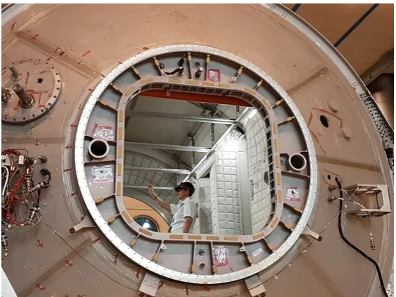 Figure 8. Astronaut trainer in a replica training module of the international space station