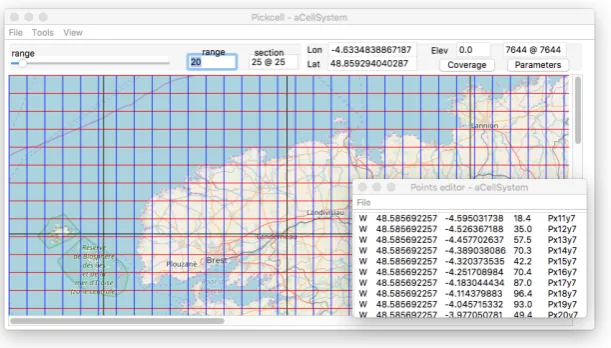 Figure 9. Presentation of a cell system organization over the tiles of Figurewindow bottom right also displays a plus parameter for the elevation