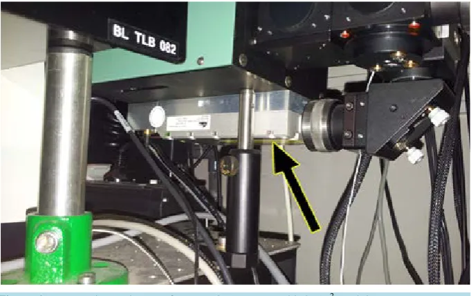 Figure 4. An experimental set-up for UV microsurgery. This iLAs2 module                 [http://www.roperscientific.fr/brochures/iLas.pdf] is coupled with a homemade spinning disk confocal (black arrow)