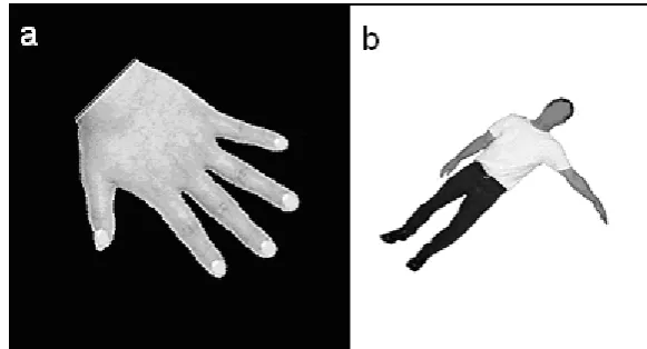 Figure 2.  Hand task – (a) mean response time (ms) by angle (degrees) and (b) total 