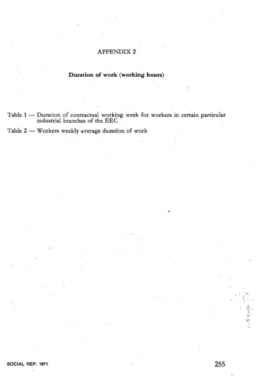 Table 1 -Duration of contractual working week for workers in certain particular industrial branches of the EEC · 