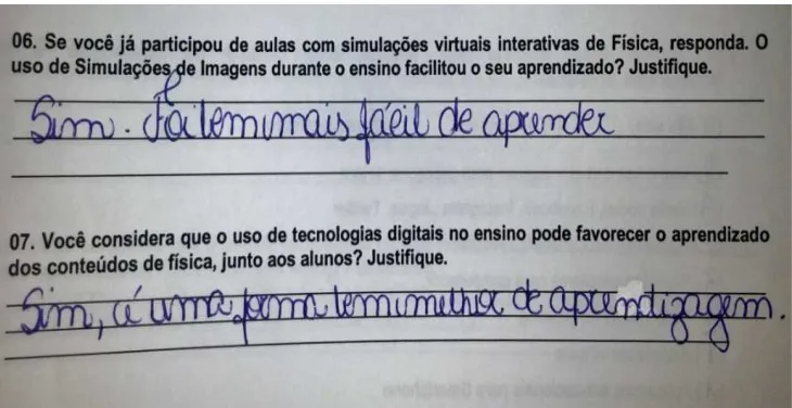 Figure 4: Example of a response given by a student at school C 