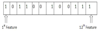 Figure 1:Chromosome representation for GAbased feature selection