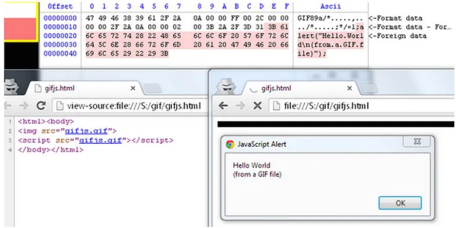 Figure 3 JavaScript in GIF image 