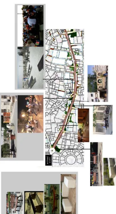 Figure 3: Location and types of seating on Rainbow Street  Source: Fieldwork  