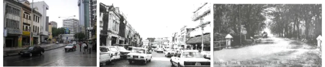 Figure 1: The development of Ampang Jaya. (Left) In the early 1900’s.  (Middle) In the 1960’s