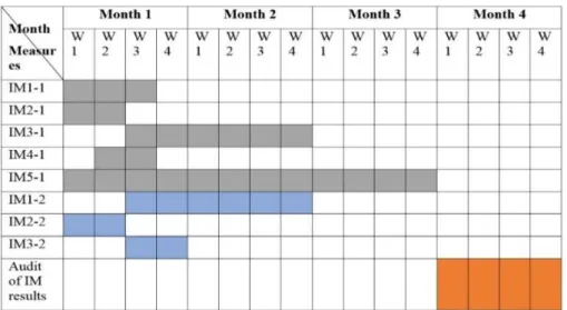 Figure 7: Gantt chart for the implementation of IMs 