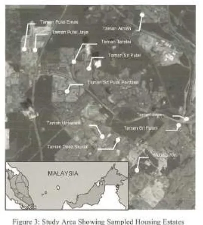 Figure 3:  Study Area Show ing Sampled Housing Estates 