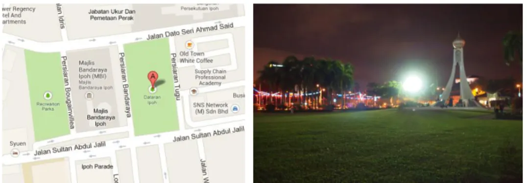 Figure 1 Location Plan of Dataran MBI     Figure 2 Image of the Square at Night 