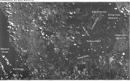 Figure  1:  Colour composite satellite image (Landsat) of the Klang basin. 