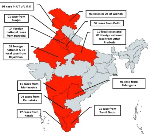 Figure 3: State & union territories with COVID-19 confirmed cases in India as on  March 