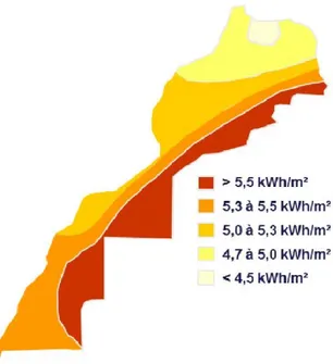Fig 5 : Irradiation globale moyenne journalière du site en kWh/m 2 /j 