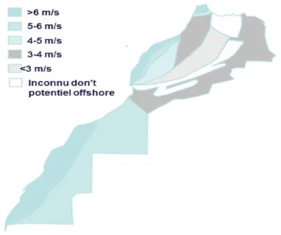 Fig 7 : Profile de vitesse moyenne du vent à 9 mètre au sol en m/s [8] 
