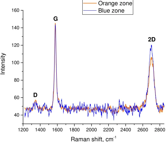Fig. 3. Microscopy of oxidized copper substrate. On the right, the studied areas are marked out for clarity