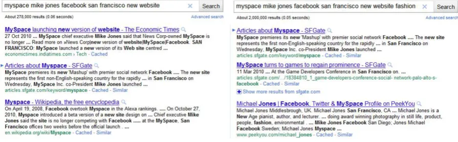 Figure 2. Search Result of Query 1 (Left) and 2 (Right) on Google.com 