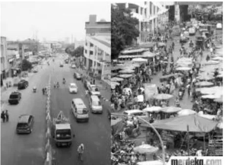 Figure 4: Post-relocation (left) and Pre-relocation (right) of street vendors of Tanah  Abang  