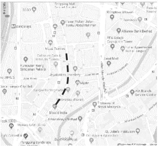 Figure 3 Section of Jalan Masjid India as the case study stretching about 300m 