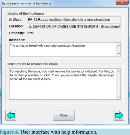 Figure 4. User interface with help information.              