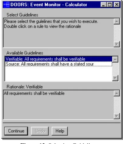 Figure 12. Selecting Guidelines