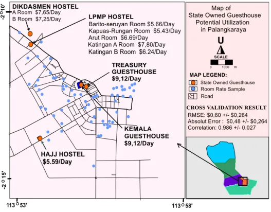 Figure 5: Map of state owned guesthouse potential utilisation in Palangkaraya 